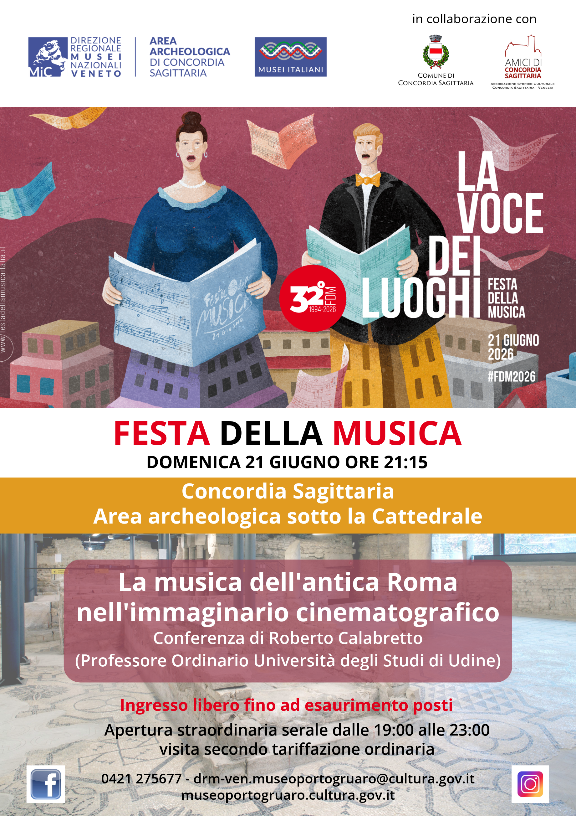 Festa della Musica | La musica dell'antica Roma nell'immaginario cinematografico | Conferenza | Area archeologica sotto la Cattedrale di Concordia Sagittaria